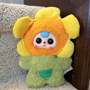 Baby three sunflower Cute Plush Doll with Yellow and Green Outfit